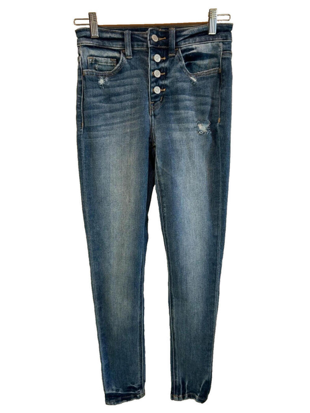 Flying Monkey High Rise Button Fly Distressed Skinny Jeans Size 25